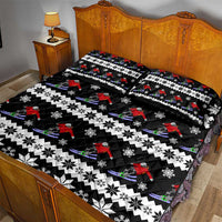 Skiing Snowflake Christmas Quilt Bed Set Xmas Holiday Patterns - Wonder Print Shop