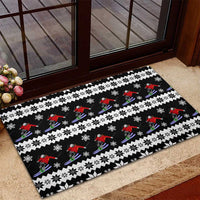 Skiing Snowflake Christmas Rubber Doormat Xmas Holiday Patterns - Wonder Print Shop