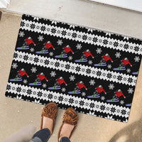 Skiing Snowflake Christmas Rubber Doormat Xmas Holiday Patterns - Wonder Print Shop