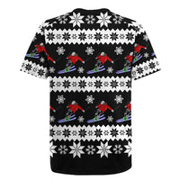 Skiing Snowflake Christmas Rugby Jersey Xmas Holiday Patterns - Wonder Print Shop