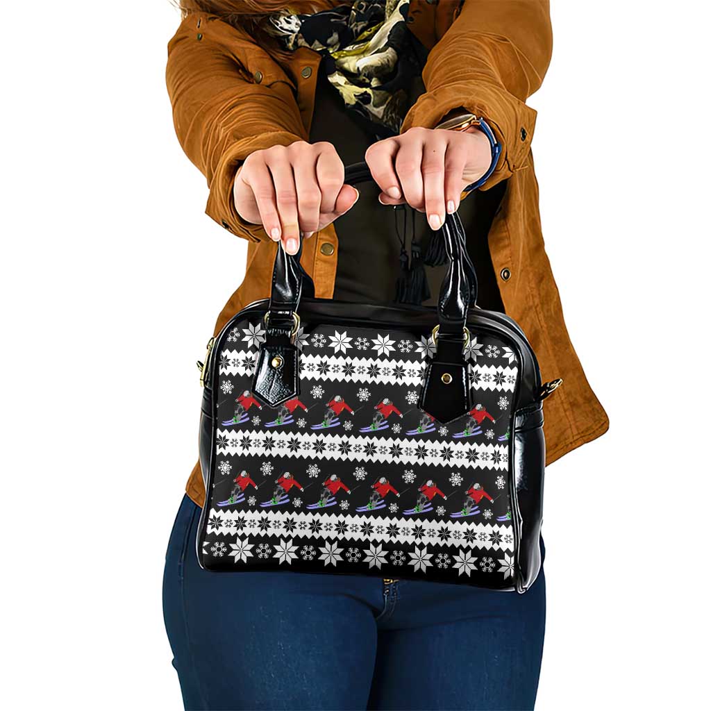 Skiing Snowflake Christmas Shoulder Handbag Xmas Holiday Patterns - Wonder Print Shop