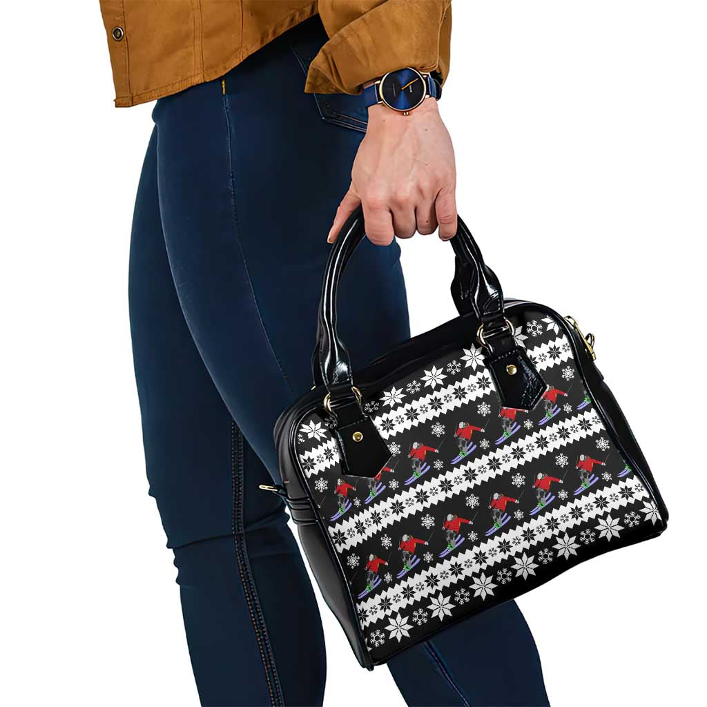Skiing Snowflake Christmas Shoulder Handbag Xmas Holiday Patterns - Wonder Print Shop