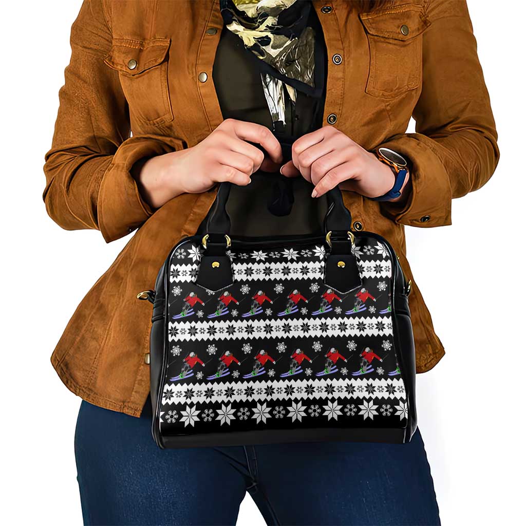 Skiing Snowflake Christmas Shoulder Handbag Xmas Holiday Patterns - Wonder Print Shop