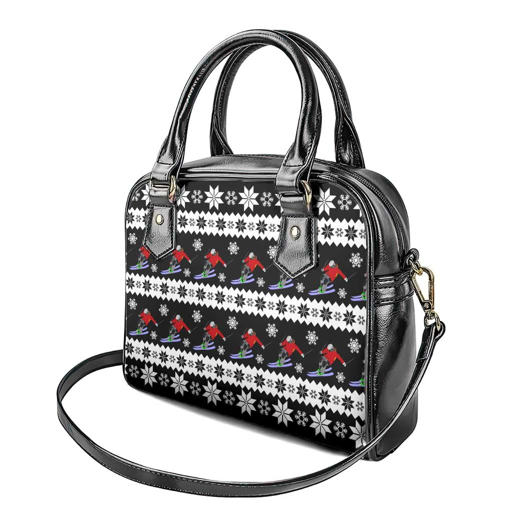 Skiing Snowflake Christmas Shoulder Handbag Xmas Holiday Patterns - Wonder Print Shop