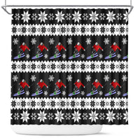 Skiing Snowflake Christmas Shower Curtain Xmas Holiday Patterns - Wonder Print Shop