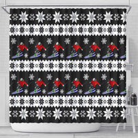 Skiing Snowflake Christmas Shower Curtain Xmas Holiday Patterns - Wonder Print Shop