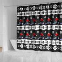 Skiing Snowflake Christmas Shower Curtain Xmas Holiday Patterns - Wonder Print Shop