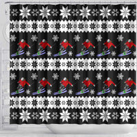 Skiing Snowflake Christmas Shower Curtain Xmas Holiday Patterns - Wonder Print Shop