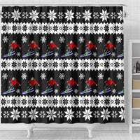 Skiing Snowflake Christmas Shower Curtain Xmas Holiday Patterns - Wonder Print Shop
