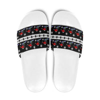 Skiing Snowflake Christmas Slide Sandals Xmas Holiday Patterns - Wonder Print Shop