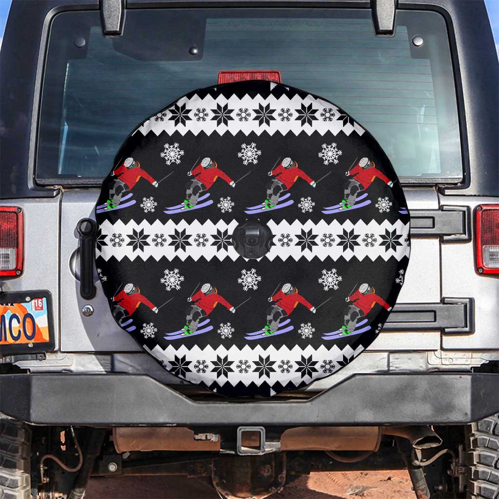 Skiing Snowflake Christmas Spare Tire Cover Xmas Holiday Patterns - Wonder Print Shop