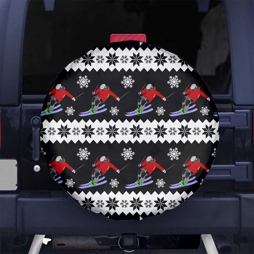 Skiing Snowflake Christmas Spare Tire Cover Xmas Holiday Patterns - Wonder Print Shop
