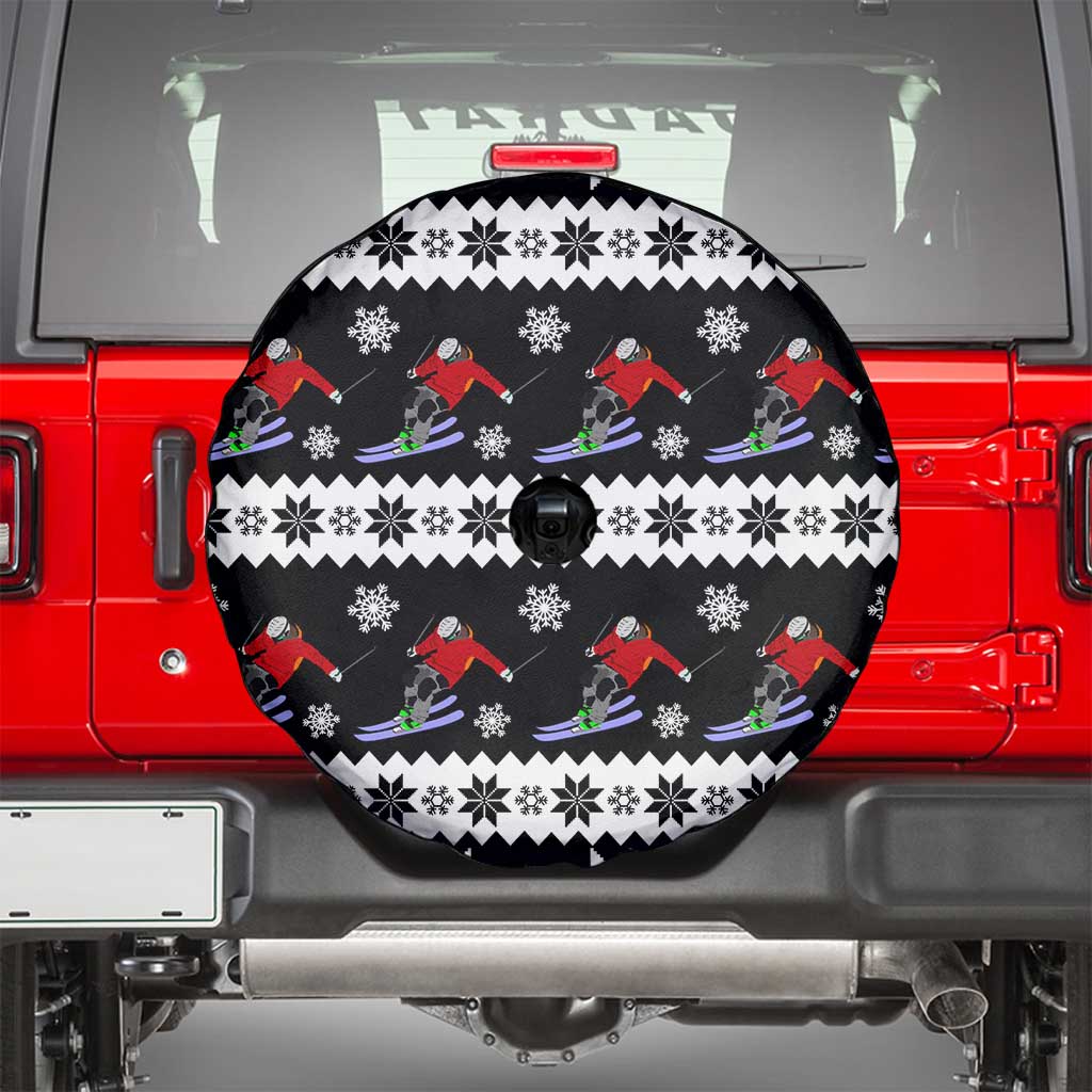 Skiing Snowflake Christmas Spare Tire Cover Xmas Holiday Patterns - Wonder Print Shop