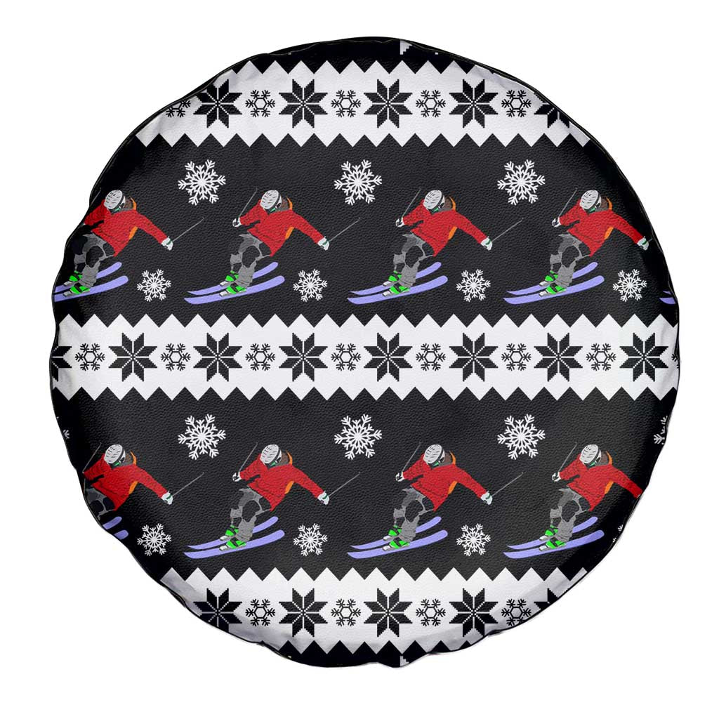 Skiing Snowflake Christmas Spare Tire Cover Xmas Holiday Patterns - Wonder Print Shop