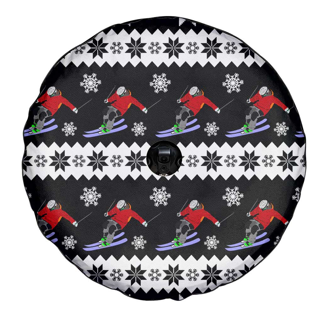 Skiing Snowflake Christmas Spare Tire Cover Xmas Holiday Patterns - Wonder Print Shop