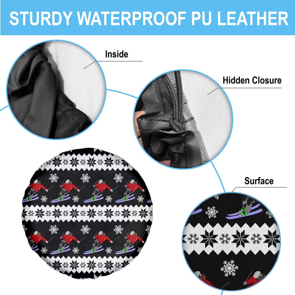 Skiing Snowflake Christmas Spare Tire Cover Xmas Holiday Patterns - Wonder Print Shop