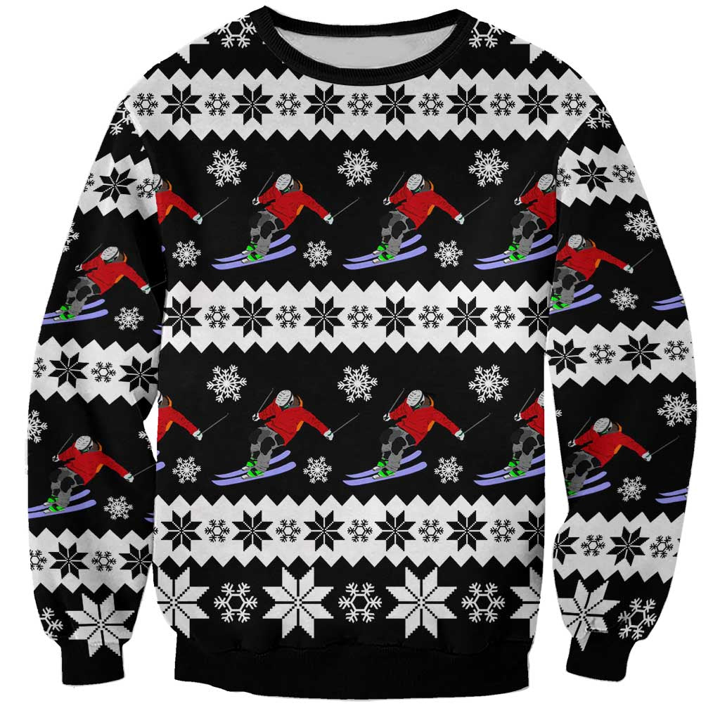 Skiing Snowflake Christmas Sweatshirt Xmas Holiday Patterns - Wonder Print Shop