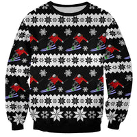 Skiing Snowflake Christmas Sweatshirt Xmas Holiday Patterns - Wonder Print Shop