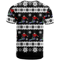 Skiing Snowflake Christmas T Shirt Xmas Holiday Patterns - Wonder Print Shop