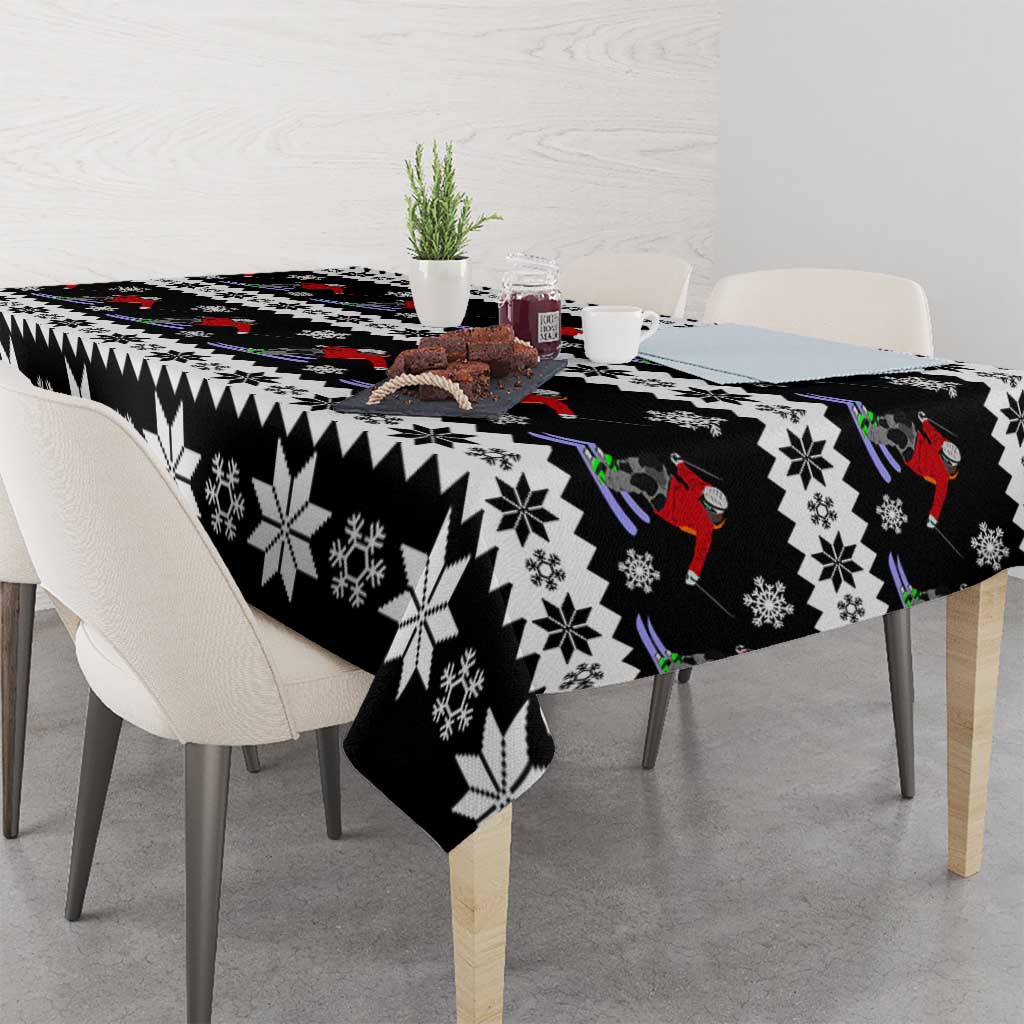 Skiing Snowflake Christmas Tablecloth Xmas Holiday Patterns - Wonder Print Shop