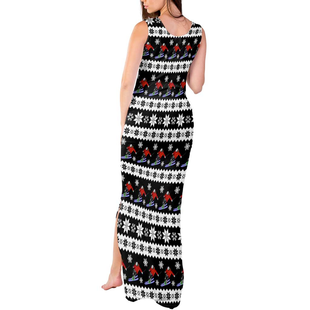 Skiing Snowflake Christmas Tank Maxi Dress Xmas Holiday Patterns - Wonder Print Shop