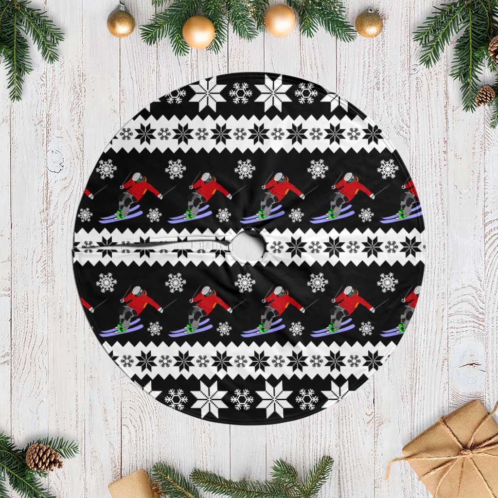 Skiing Snowflake Christmas Tree Skirt Xmas Holiday Patterns - Wonder Print Shop