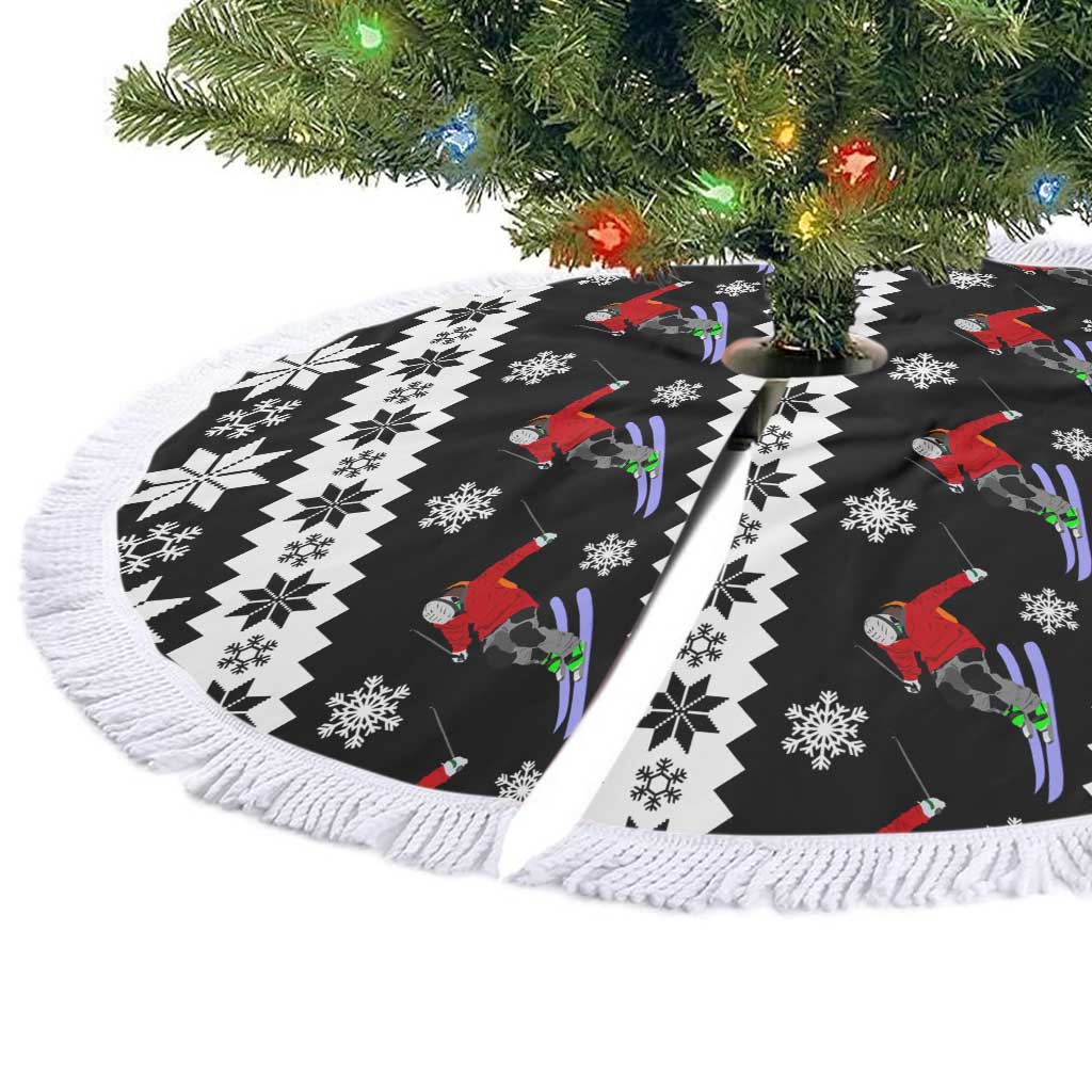 Skiing Snowflake Christmas Tree Skirt Xmas Holiday Patterns - Wonder Print Shop