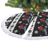 Skiing Snowflake Christmas Tree Skirt Xmas Holiday Patterns - Wonder Print Shop