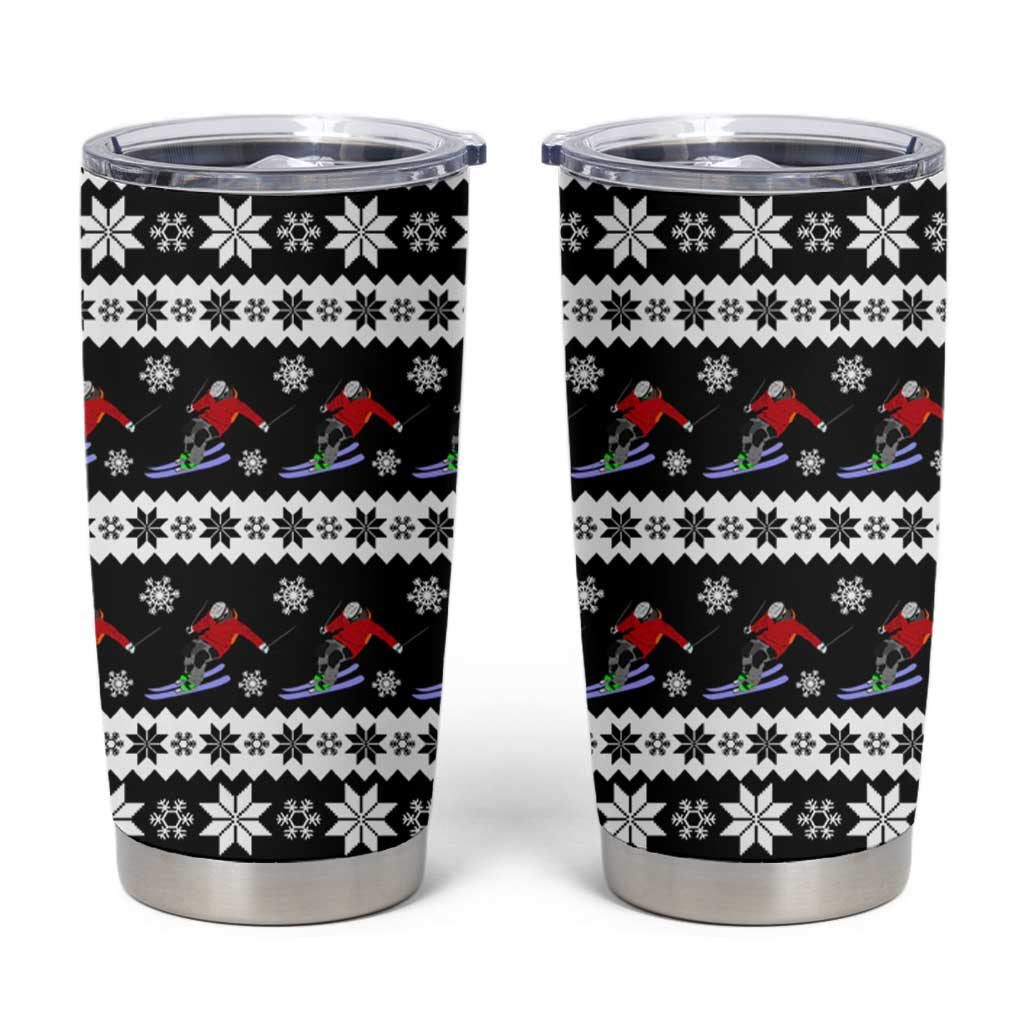 Skiing Snowflake Christmas Tumbler Cup Xmas Holiday Patterns - Wonder Print Shop