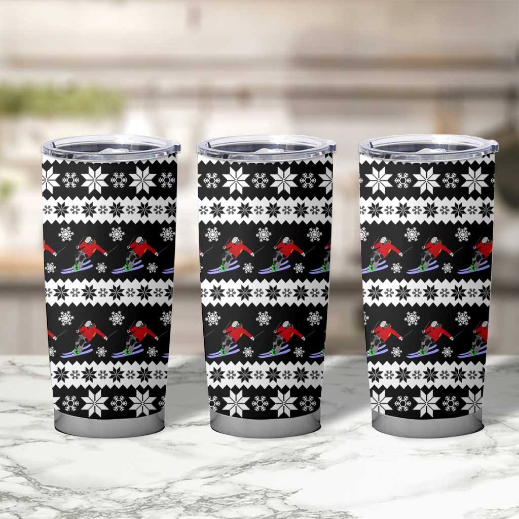 Skiing Snowflake Christmas Tumbler Cup Xmas Holiday Patterns - Wonder Print Shop