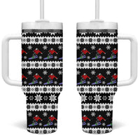 Skiing Snowflake Christmas Tumbler With Handle Xmas Holiday Patterns - Wonder Print Shop