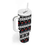 Skiing Snowflake Christmas Tumbler With Handle Xmas Holiday Patterns - Wonder Print Shop