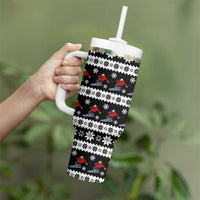 Skiing Snowflake Christmas Tumbler With Handle Xmas Holiday Patterns - Wonder Print Shop