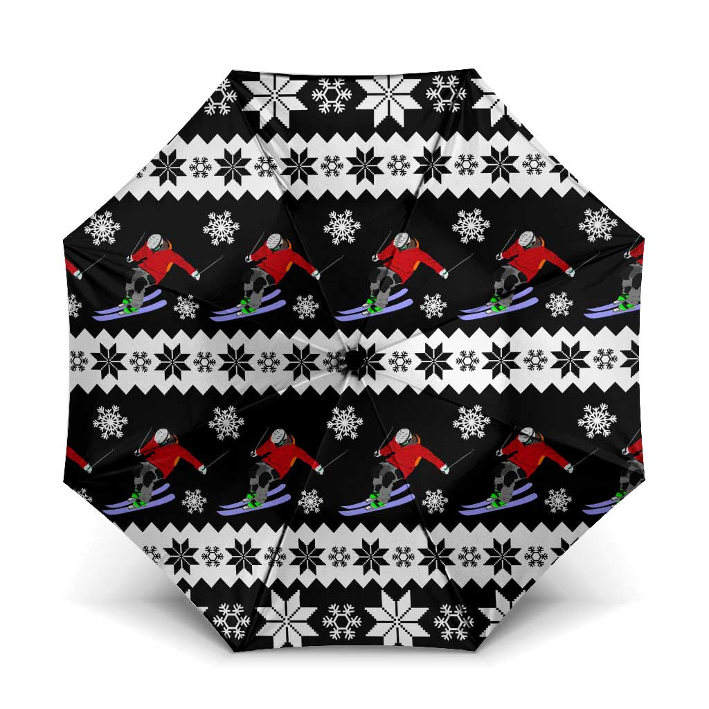 Skiing Snowflake Christmas Umbrella Xmas Holiday Patterns - Wonder Print Shop
