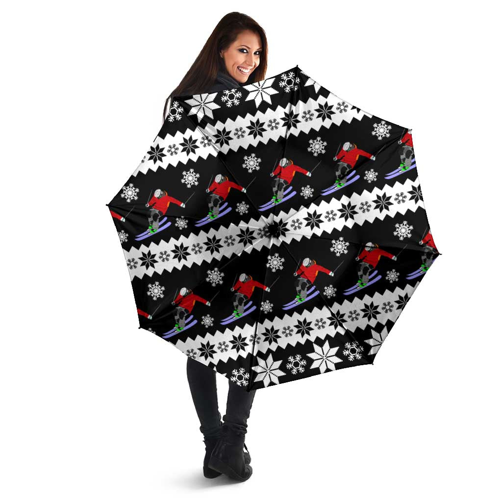 Skiing Snowflake Christmas Umbrella Xmas Holiday Patterns - Wonder Print Shop