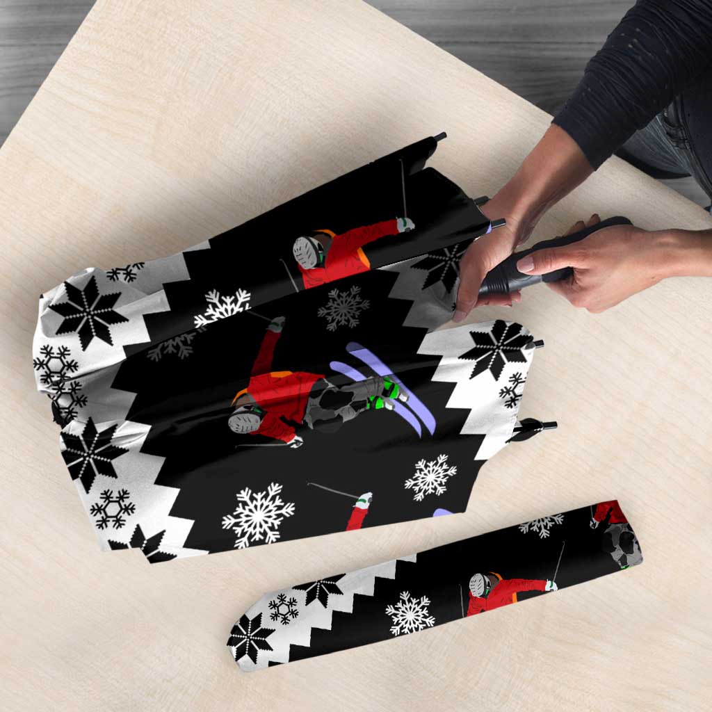 Skiing Snowflake Christmas Umbrella Xmas Holiday Patterns - Wonder Print Shop