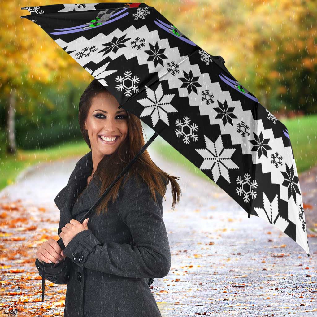 Skiing Snowflake Christmas Umbrella Xmas Holiday Patterns - Wonder Print Shop