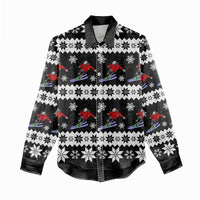 Skiing Snowflake Christmas Women Casual Shirt Xmas Holiday Patterns - Wonder Print Shop