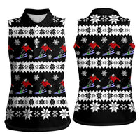 Skiing Snowflake Christmas Women Sleeveless Polo Shirt Xmas Holiday Patterns - Wonder Print Shop