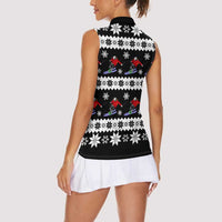 Skiing Snowflake Christmas Women Sleeveless Polo Shirt Xmas Holiday Patterns - Wonder Print Shop