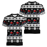 Skiing Snowflake Christmas Women V-Neck T-Shirt Xmas Holiday Patterns - Wonder Print Shop