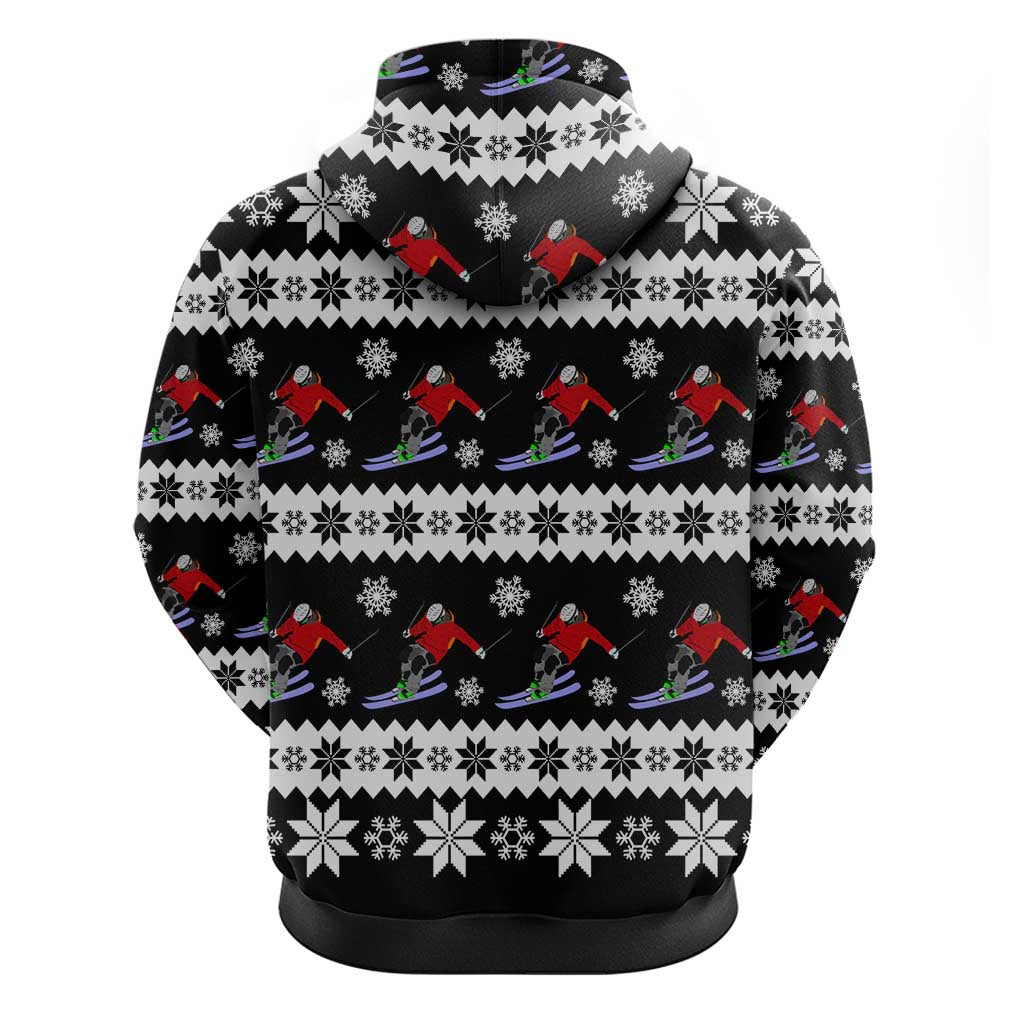 Skiing Snowflake Christmas Zip Hoodie Xmas Holiday Patterns - Wonder Print Shop