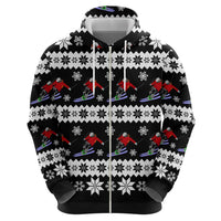 Skiing Snowflake Christmas Zip Hoodie Xmas Holiday Patterns - Wonder Print Shop