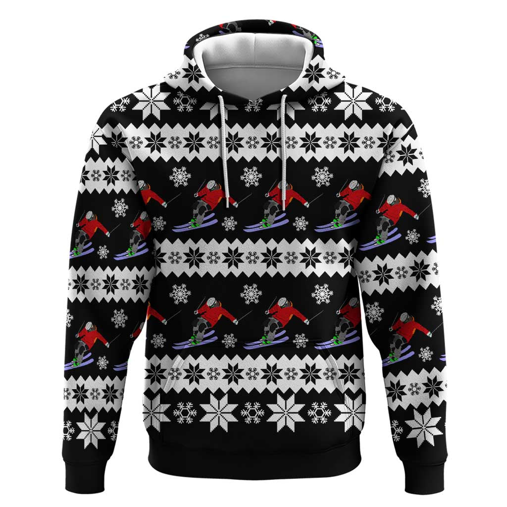 Skiing Snowflake Christmas Zip Hoodie Xmas Holiday Patterns - Wonder Print Shop