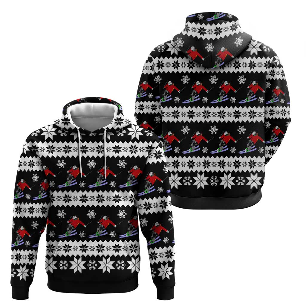 Skiing Snowflake Christmas Zip Hoodie Xmas Holiday Patterns - Wonder Print Shop