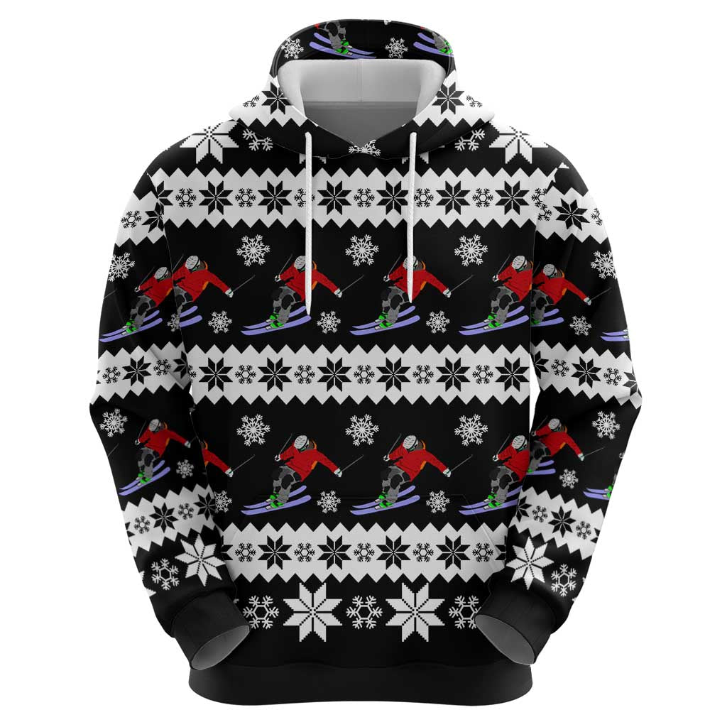 Skiing Snowflake Christmas Zip Hoodie Xmas Holiday Patterns - Wonder Print Shop