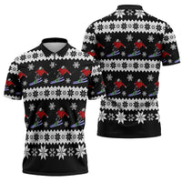 Skiing Snowflake Christmas Zipper Polo Shirt Xmas Holiday Patterns - Wonder Print Shop