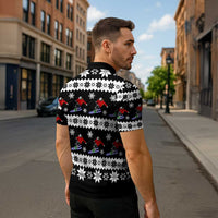 Skiing Snowflake Christmas Zipper Polo Shirt Xmas Holiday Patterns - Wonder Print Shop