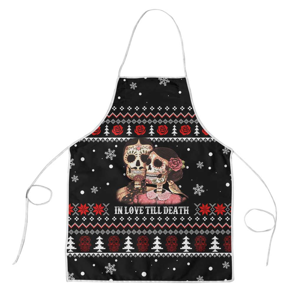 Skull Couple Christmas Apron Xmas Holiday Patterns - Wonder Print Shop