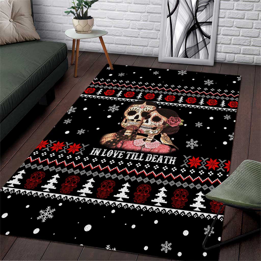 Skull Couple Christmas Area Rug Xmas Holiday Patterns - Wonder Print Shop